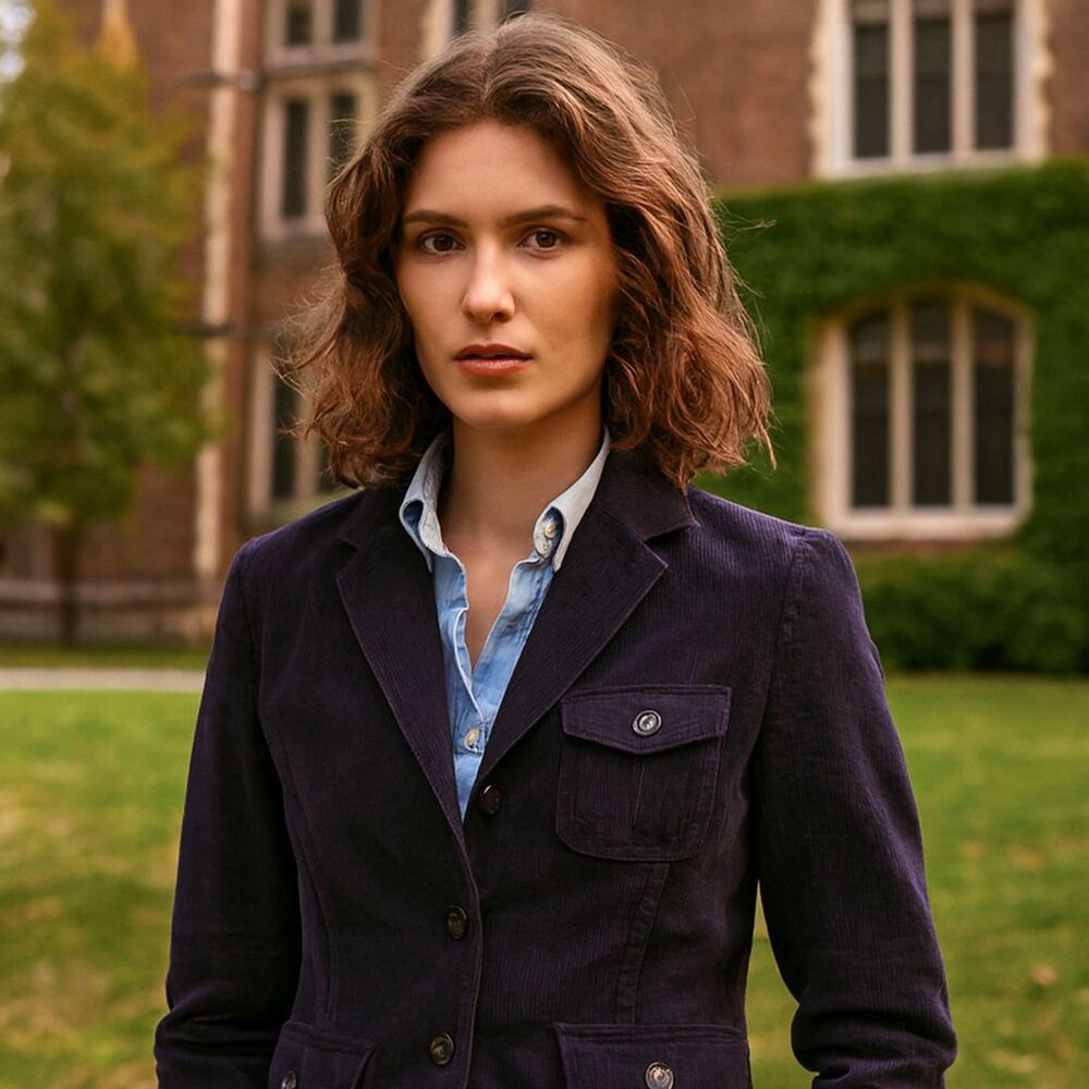 Lands End Corduroy Blazer Womens Sz 12P Brown Cargo Button Pockets Ivy League